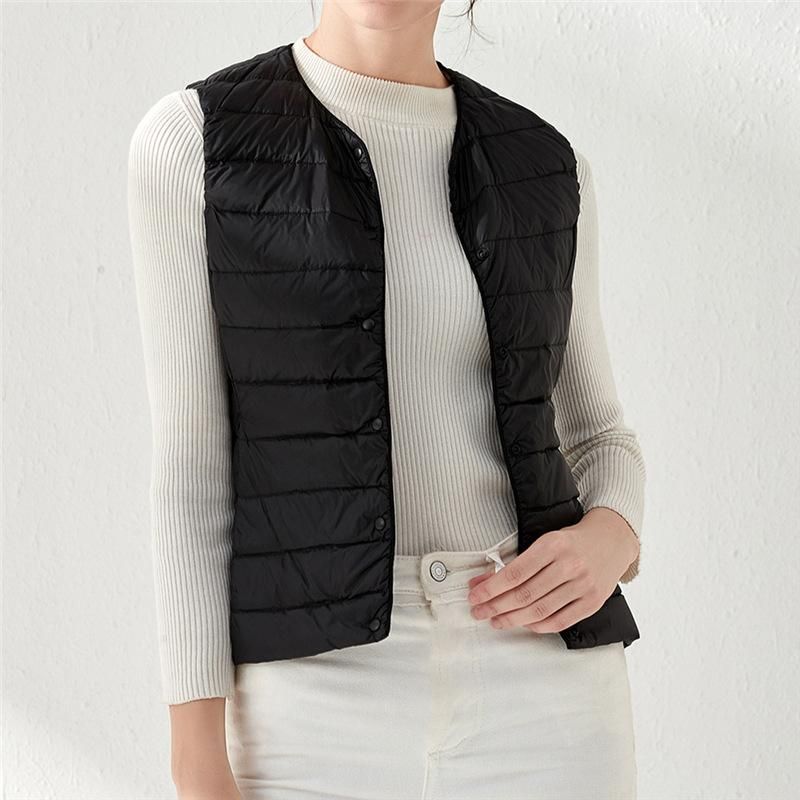 Handong Siyu 2022 Women's Women's Round Neck V-Neck Lightweight Garden Ribbon Down Coat Tank Top