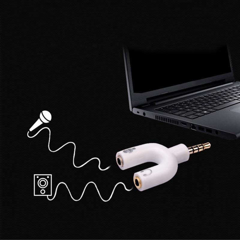 2 in 1 3.5mm Male to Female Jack Microphone Audio-White