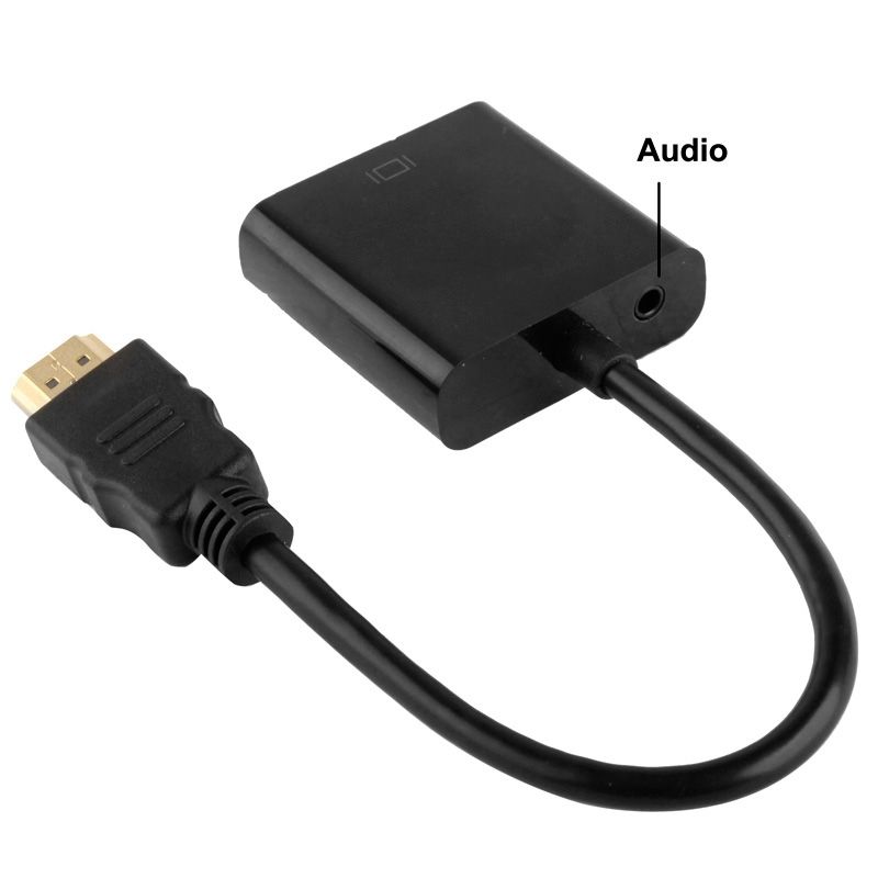 24cm Full HD 1080P HDMI To VGA + Audio Output Cable For Computer / DVD / Digital Set-top Box / Laptop / Mobile Phone / Media Player(Black)
