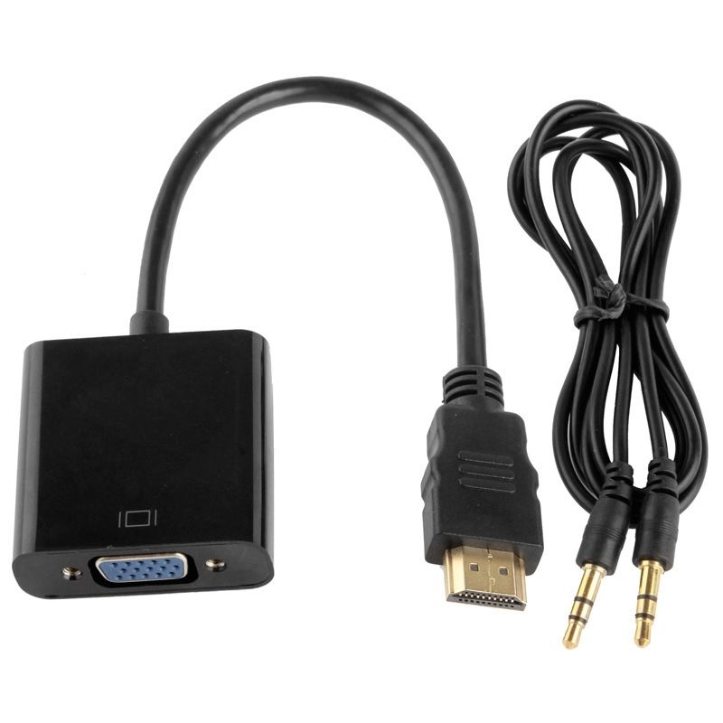24cm Full HD 1080P HDMI To VGA + Audio Output Cable For Computer / DVD / Digital Set-top Box / Laptop / Mobile Phone / Media Player(Black)