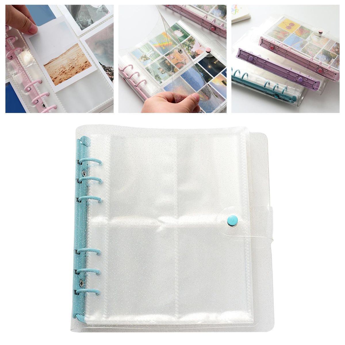 3 Inch Photo Album Picture Card Protectors Sleeve Pages Shiny Blue