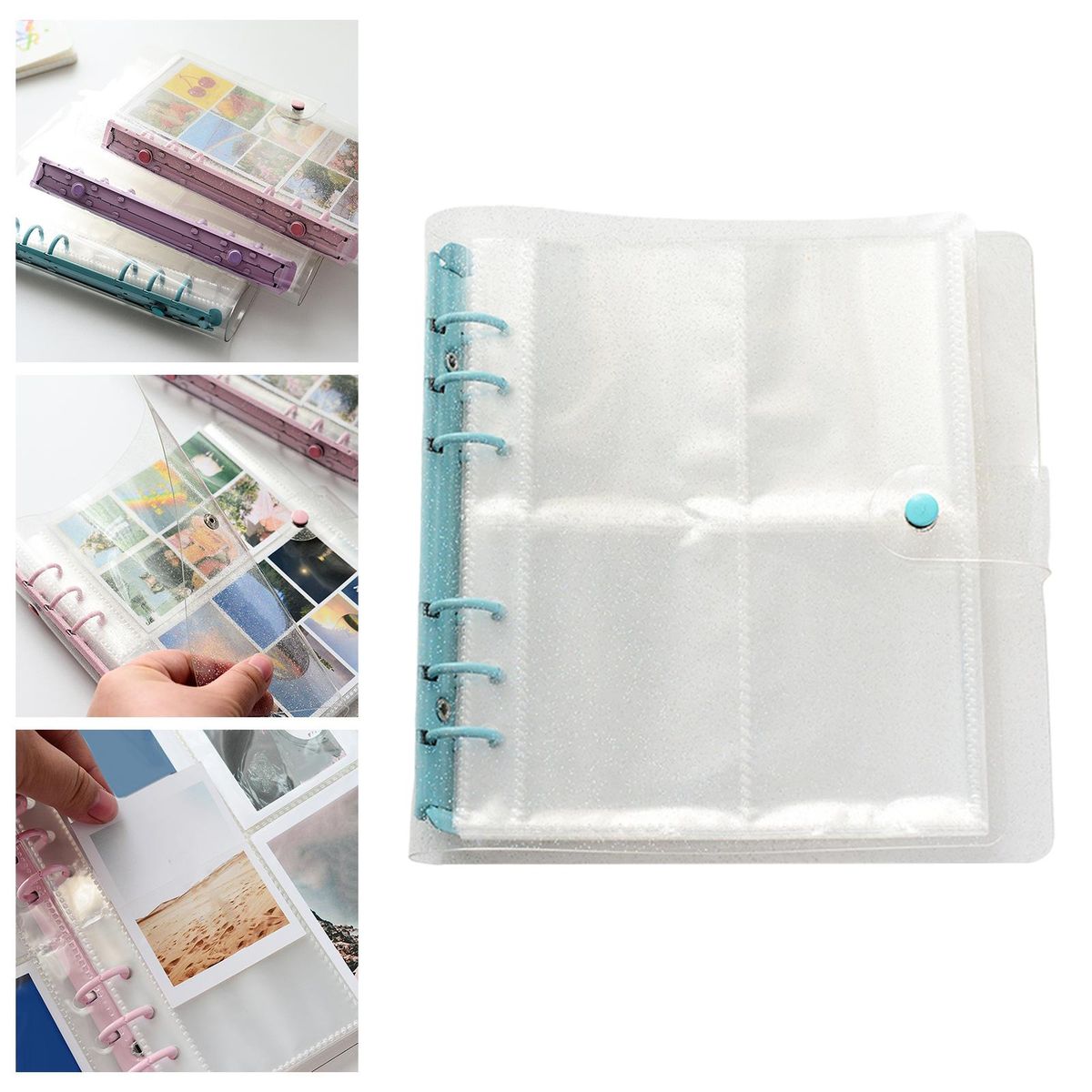 3 Inch Photo Album Picture Card Protectors Sleeve Pages Shiny Blue