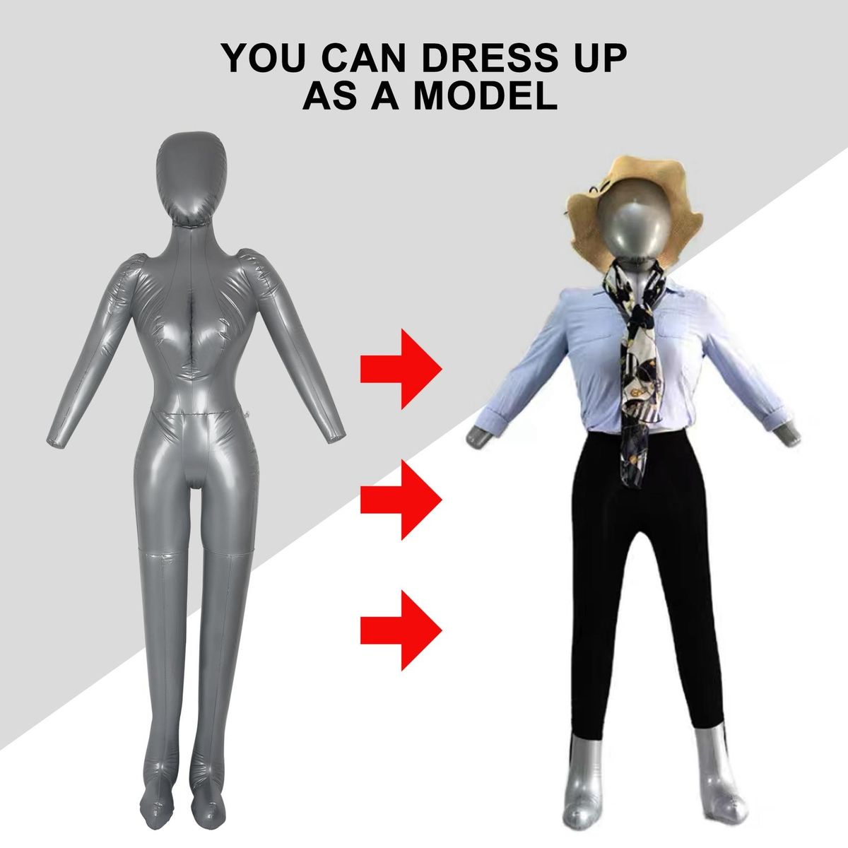 Inflatable Full Body Female Model with Arm Ladies Mannequin Window Display Props