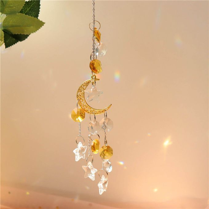 Crystal   With Chain  Pendant Hanging Ornament Crafts Golden