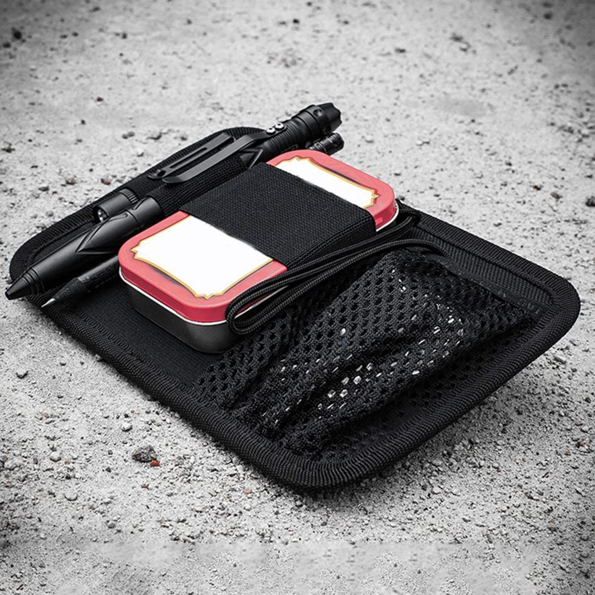 Space-saving Storage Pouch Organizer Expandable Tool Bag with Mesh Black