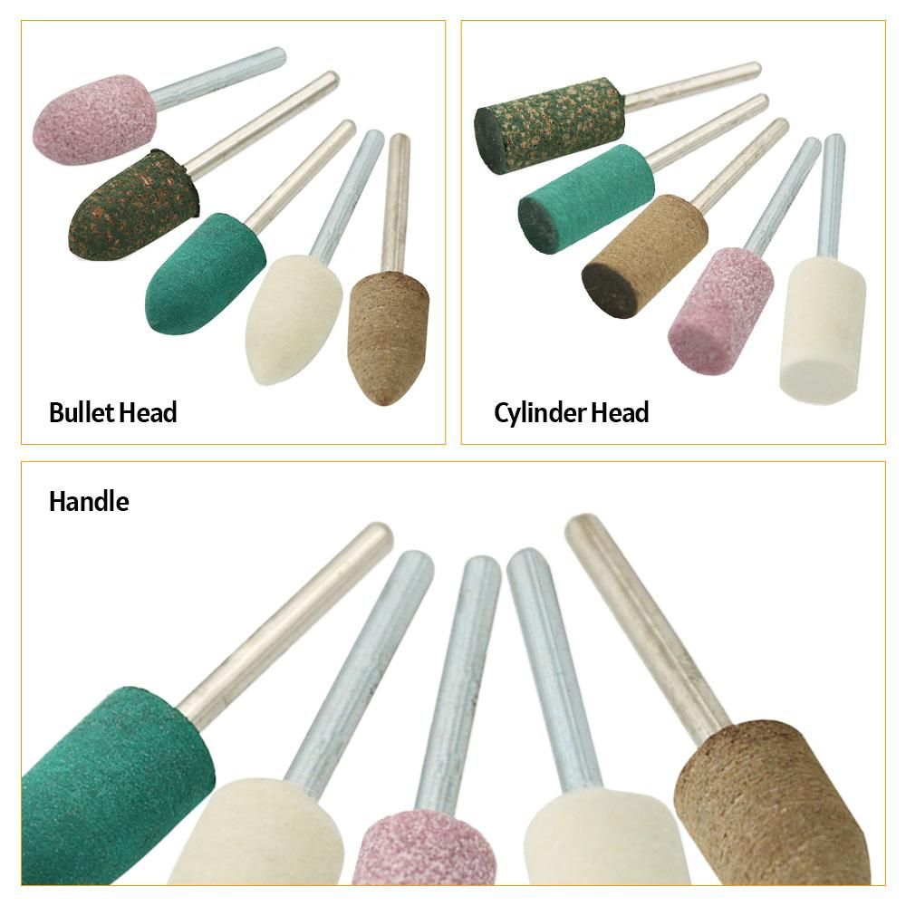 100pcs Electric Polishing Buffing Accessories Grinding Bits Set with 1/8 Shank Wool Sesame Rubber Jade Cowhide Abrasive Rotary Tools
