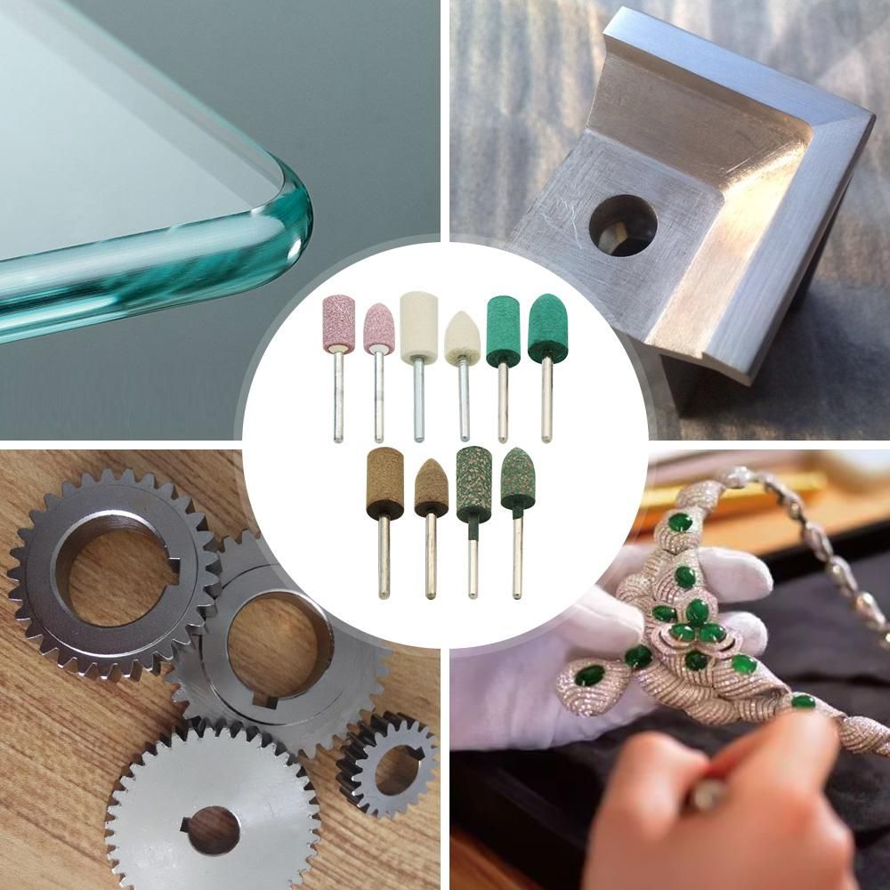 100pcs Electric Polishing Buffing Accessories Grinding Bits Set with 1/8 Shank Wool Sesame Rubber Jade Cowhide Abrasive Rotary Tools