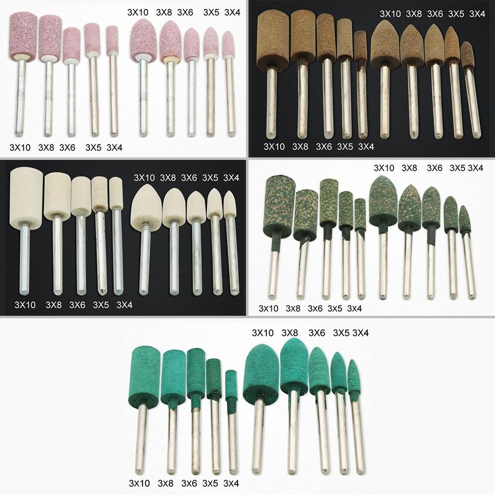 100pcs Electric Polishing Buffing Accessories Grinding Bits Set with 1/8 Shank Wool Sesame Rubber Jade Cowhide Abrasive Rotary Tools