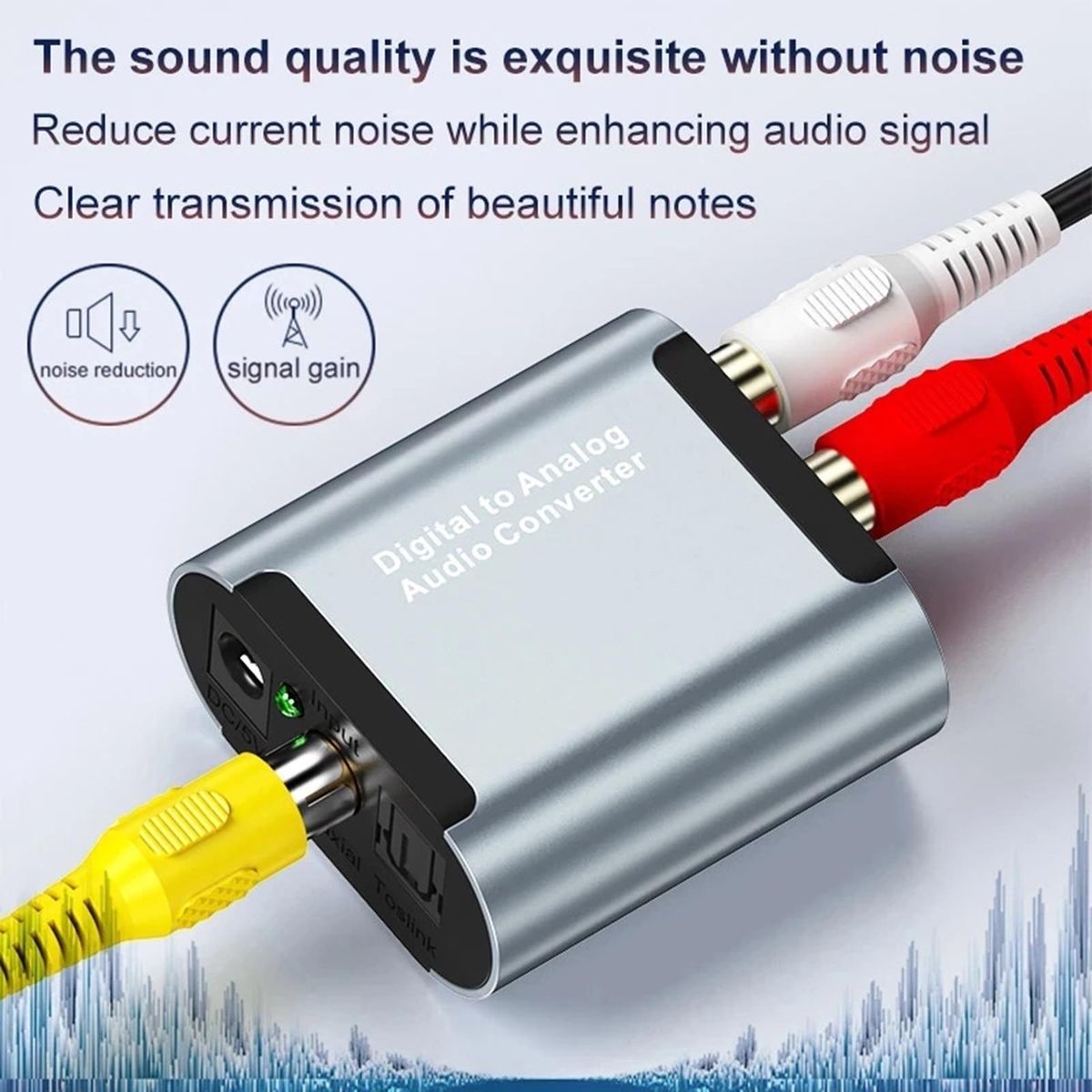 Amplifier Coaxial Toslink Digital to Analog Audio Converter Sliver Gray
