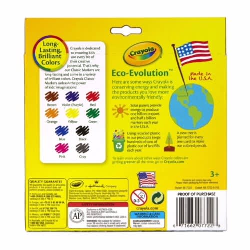 Original Broad Line Markers, Assorted Classic Colours- 10ct