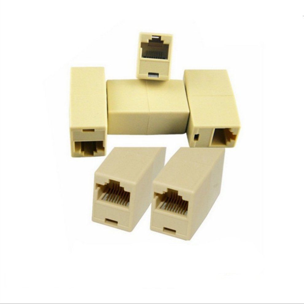 CO RJ45 Network Cable Connector Ethernet Lan Joiner Coupler-Beige