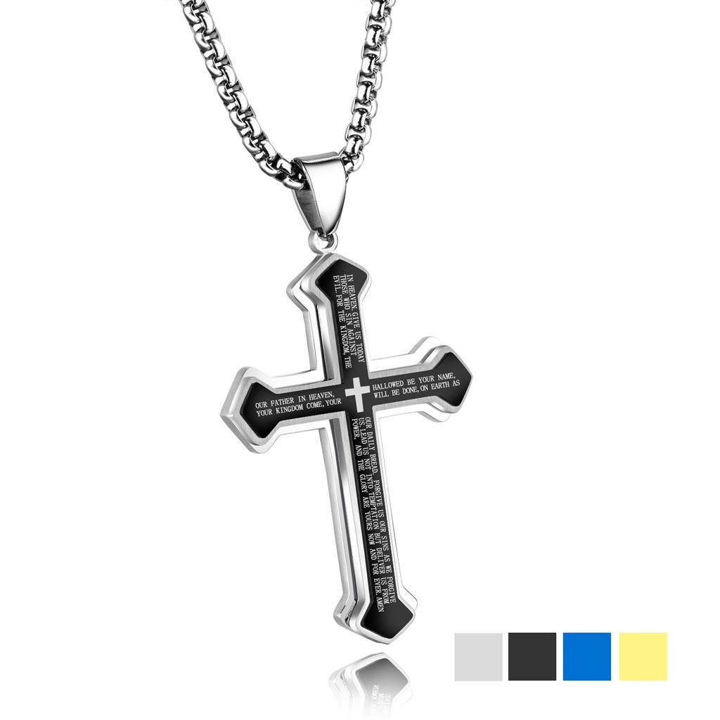 2x Men Women Cross Pendant Necklace  Necklace Shiny
