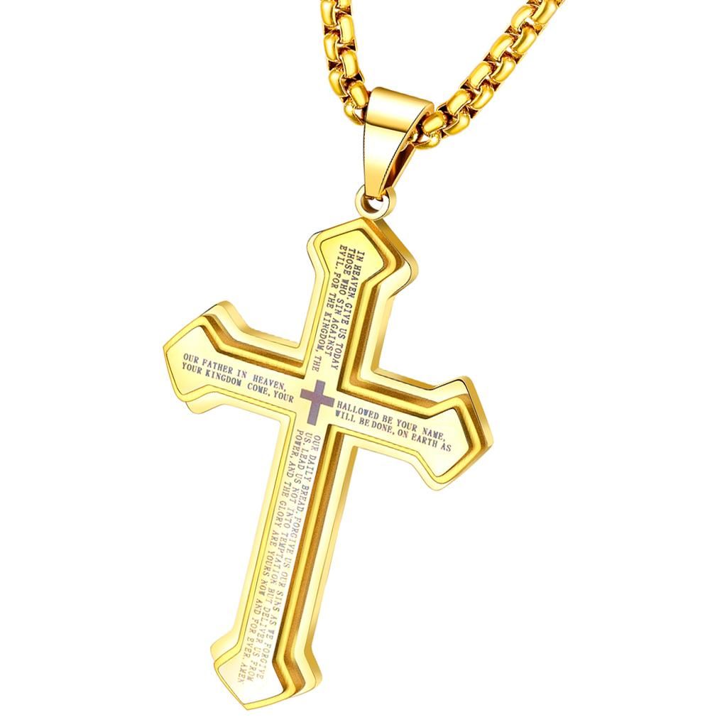 2x Men Women Cross Pendant Necklace  Necklace Shiny