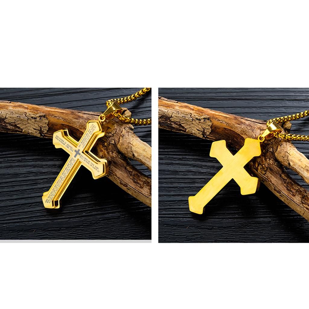 2x Men Women Cross Pendant Necklace  Necklace Shiny