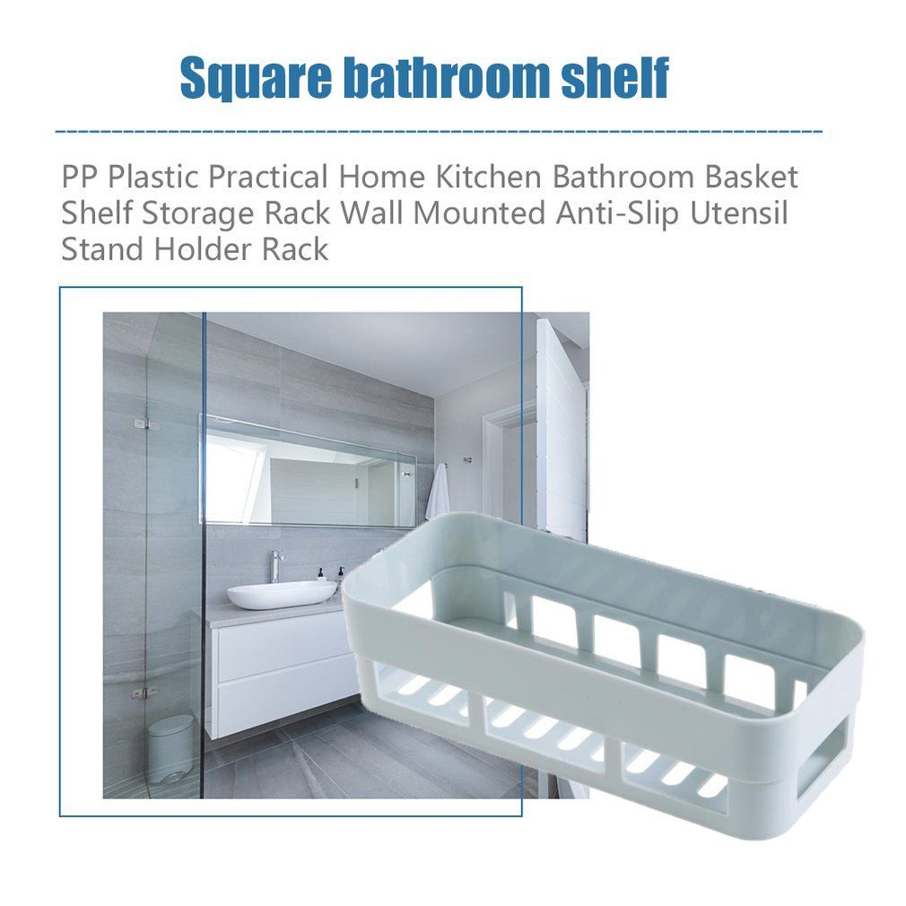 PP Practical Home Kitchen Bathroom Basket Shelf Storage Rack Wall Mounted