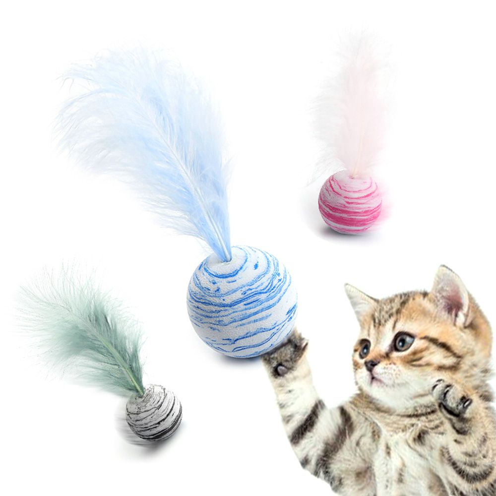 Cat Ball Toy With Feather Interactive Cat Toys Throwing