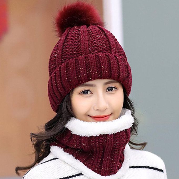 Women Autumn Winter Warm Cold-proof Outdoor Scarf-Black