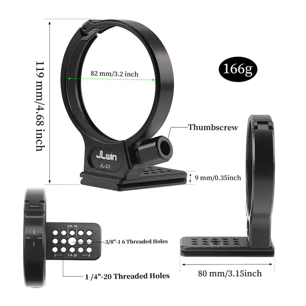 JLwin JL-23 82mm Tripod Mount Ring with 80mm Quick Release Plate 1/4in & 3/8in Threaded Holes Compatible with SIGMA 100-400mm/ 105mm F1.4DG HSM Lens