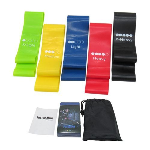 5pcs TPE Resistance Loop Exercise Bands With Carry Bag