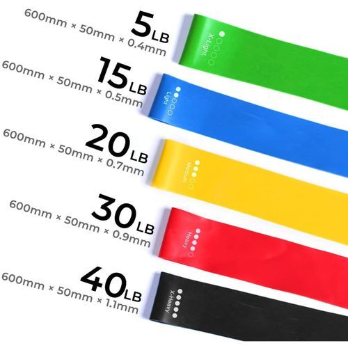 5pcs TPE Resistance Loop Exercise Bands With Carry Bag