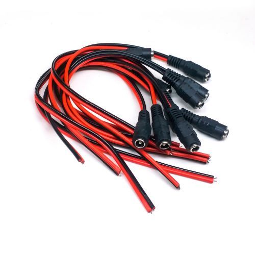 10 Pieces DC 12V Femal Power Supply Jack Connector Cable Plug Cord Wire 5.5mm X 2.1mm