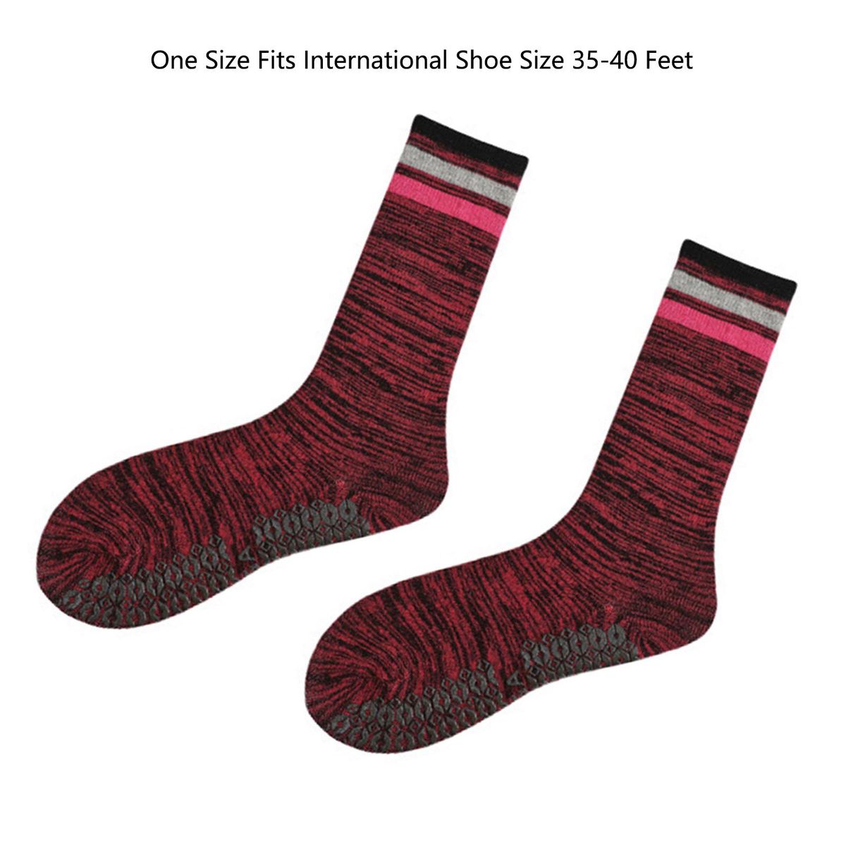 1 Pair Mid Tube Socks Sports Silicone Grip Football Socks Rose Red