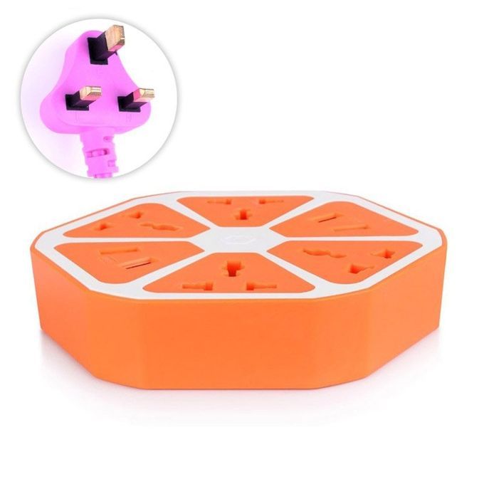 Power Strips With USB Ports Surge Protector Power Socket Have 4 Outlets 4 USB UK Plug (Orange)