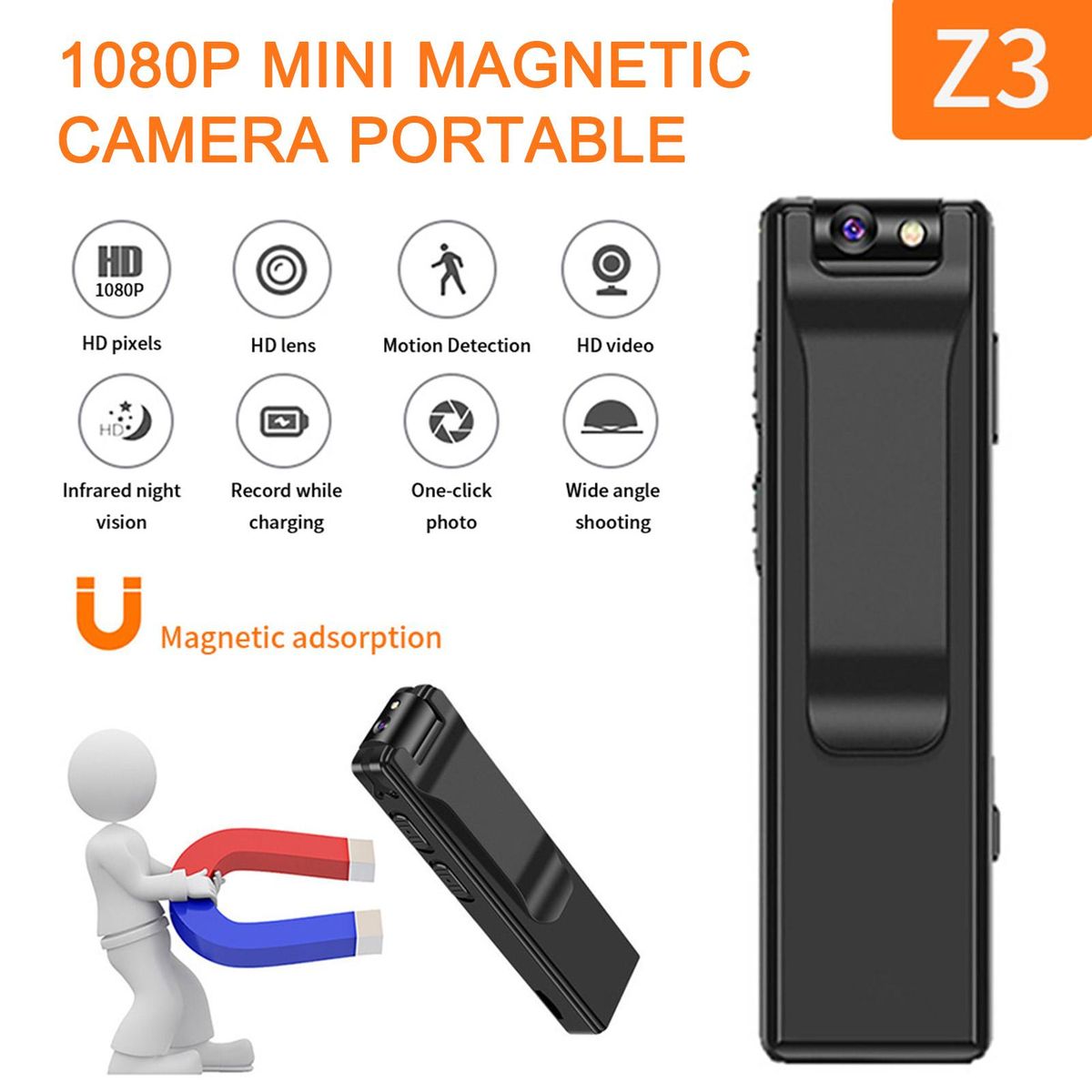 Mini Magnetic Camera HD 1920*1080 Portable LED Indicator Video Camera Wireless USB Security Camera for Indoor Outdoor Home Office