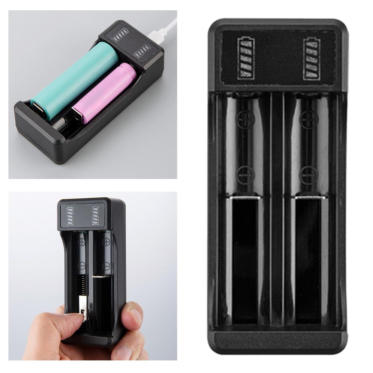 USB Battery Charger With LED Indicator For 3.7V/4.2V Lithium 2 Slot