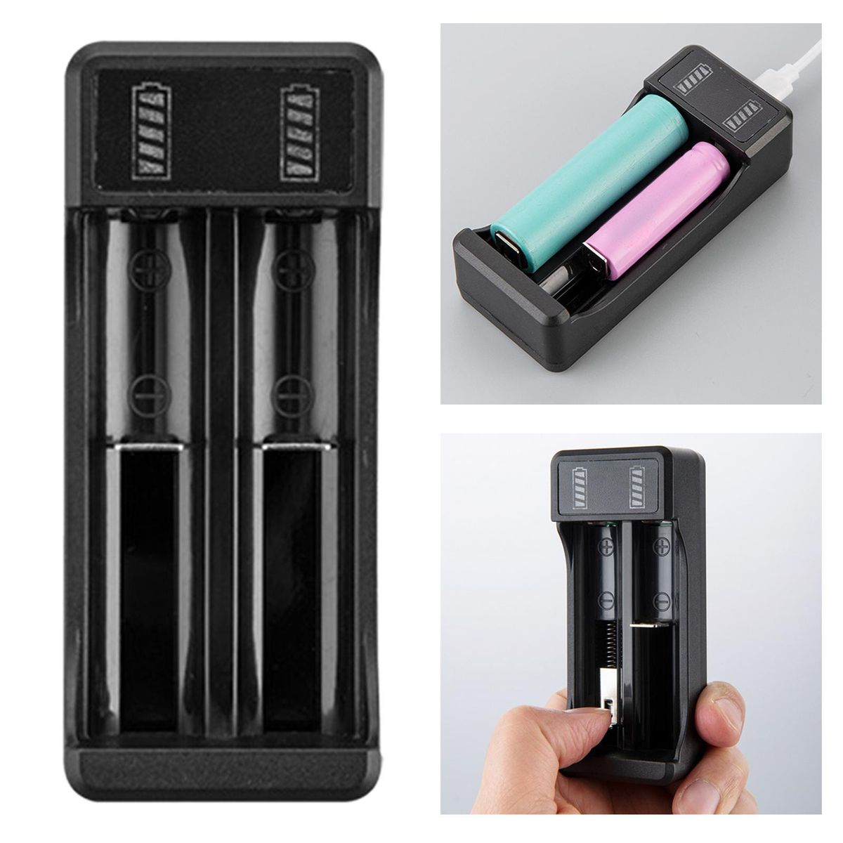 USB Battery Charger With LED Indicator For 3.7V/4.2V Lithium 2 Slot