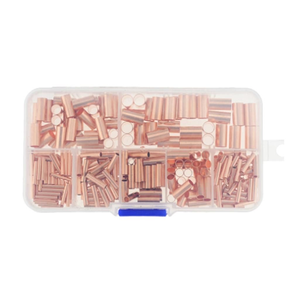 250Pcs GT Copper Connecting Pipe Wire Joint Small Copper Tube Terminal Cable Lug Boot Ferrule Kit