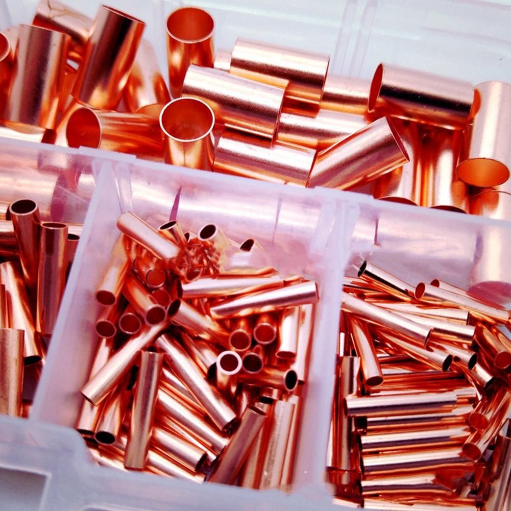 250Pcs GT Copper Connecting Pipe Wire Joint Small Copper Tube Terminal Cable Lug Boot Ferrule Kit