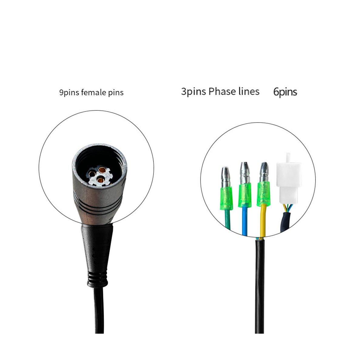 Waterproof EBike Motor Female Extension Cable 9Pin Extension Cable Electric Bike Conversion Cable