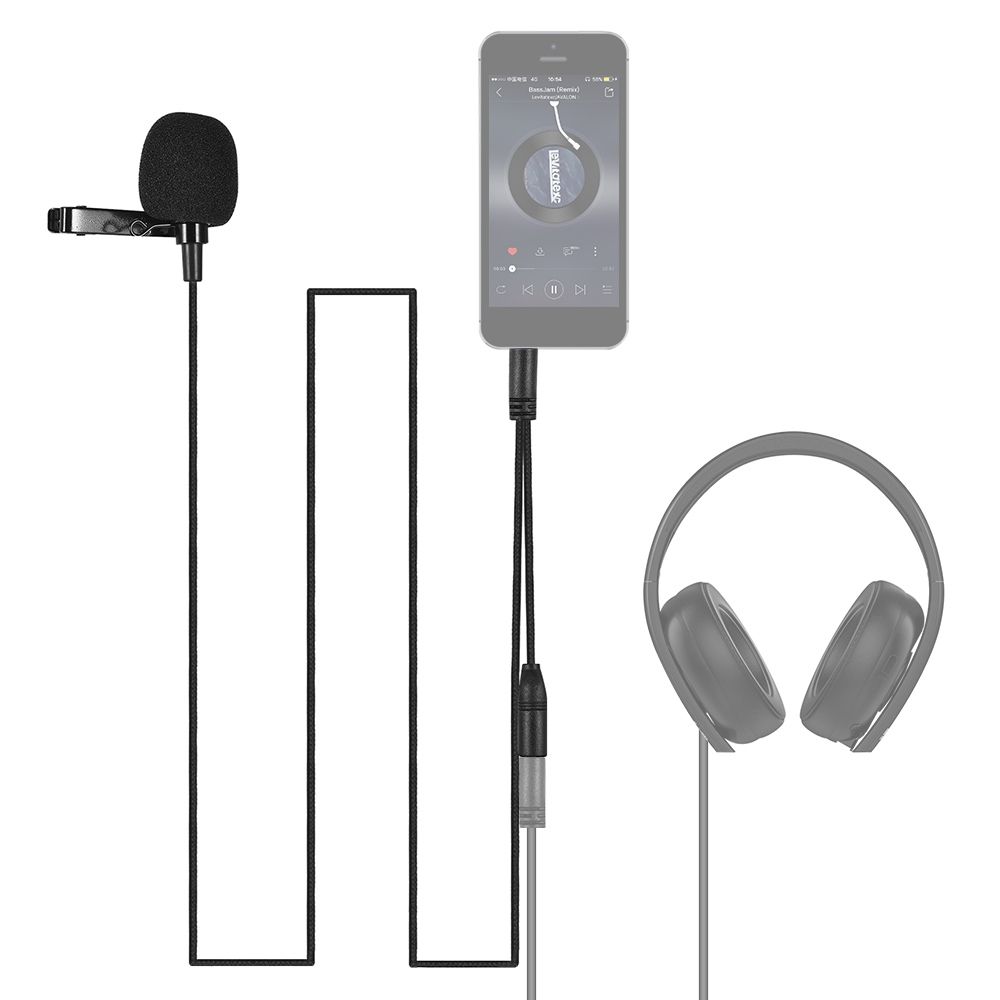 Mini Clip-on Lapel Lavalier Condenser Microphone Mic With 3.5mm Headphone Output Jack For IPhone IPad Android Smartphone DSLR Camera Computer PC Laptop