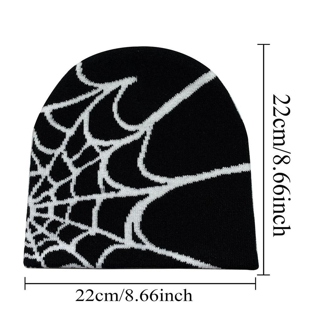 Y2K Spide Web Print Cap Knitting Autumn Winter Hat  Hip Hop Warm Hats For Men And Women Muiticolor Classic Wool Cap