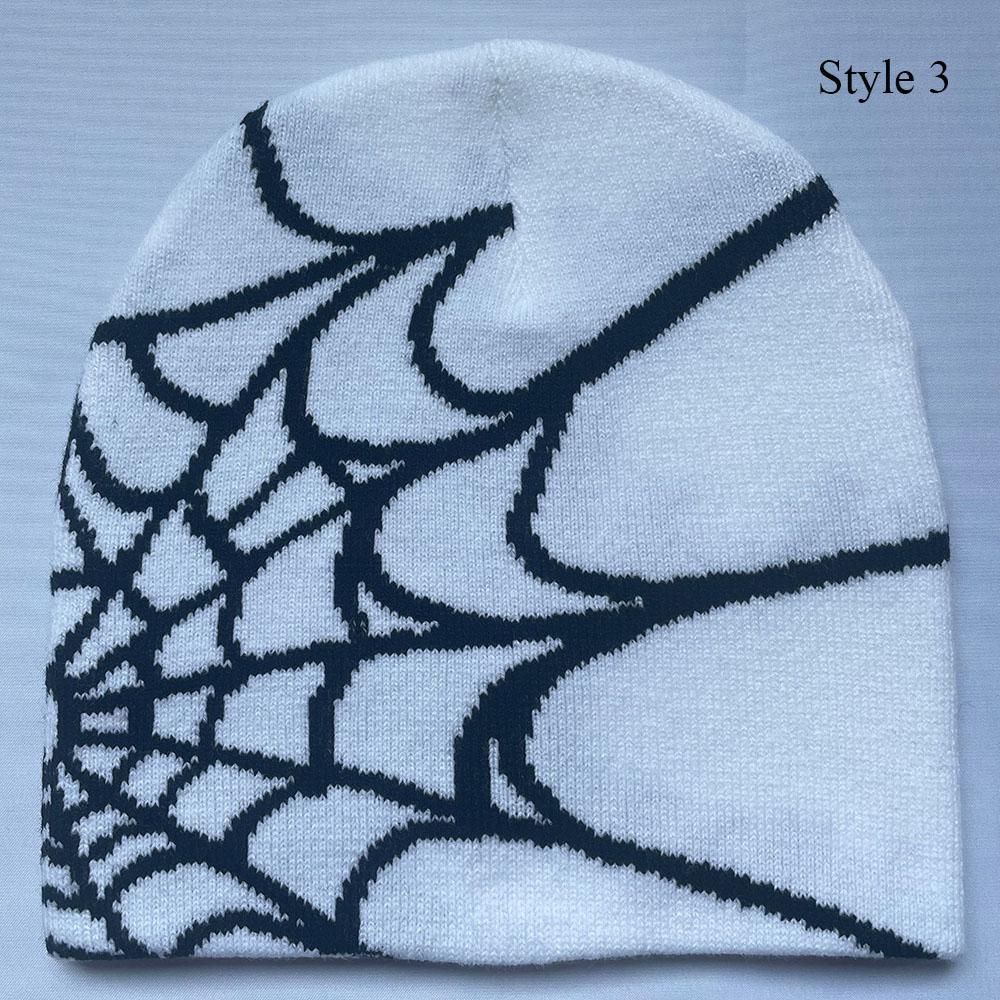 Y2K Spide Web Print Cap Knitting Autumn Winter Hat  Hip Hop Warm Hats For Men And Women Muiticolor Classic Wool Cap