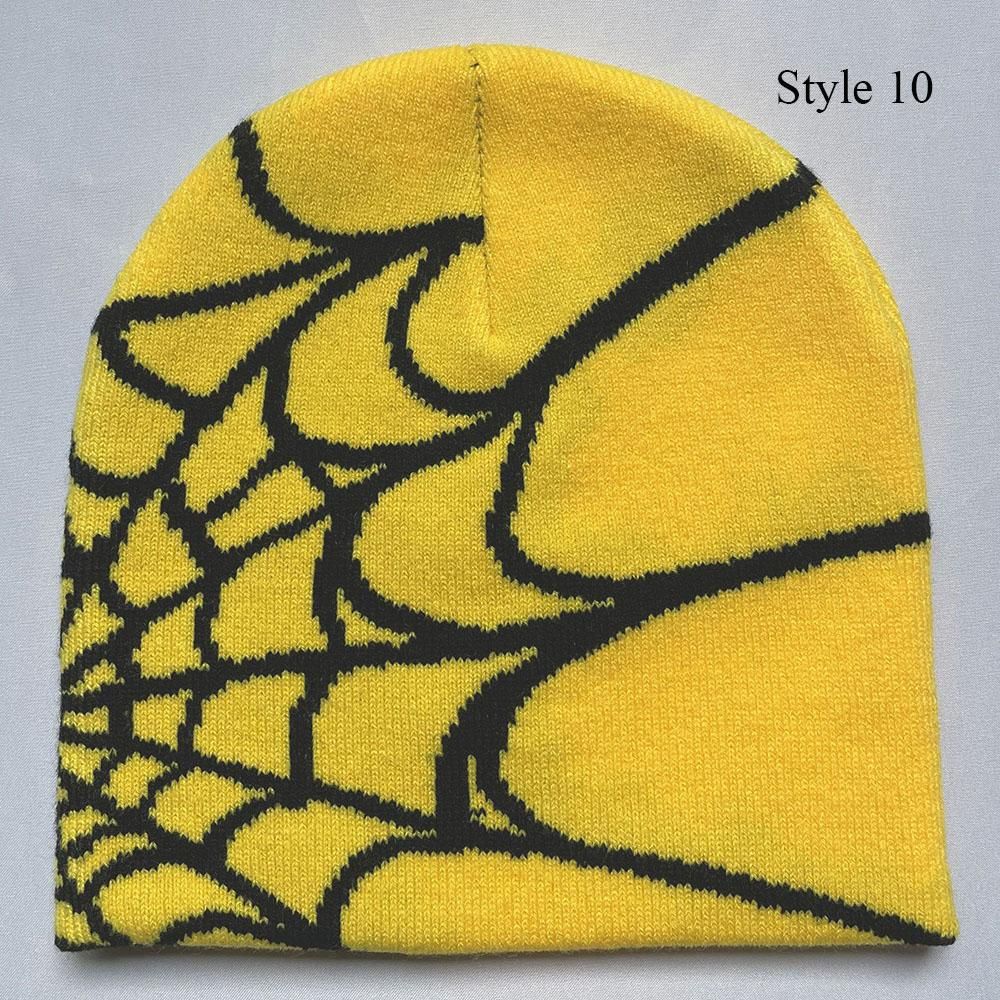 Y2K Spide Web Print Cap Knitting Autumn Winter Hat  Hip Hop Warm Hats For Men And Women Muiticolor Classic Wool Cap