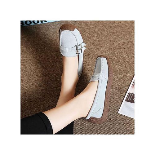 EUR Size 35-42 Fashion Ladies Shoes High Quality Falts Shoes Women Suede Leather Ballet Shoes Grey