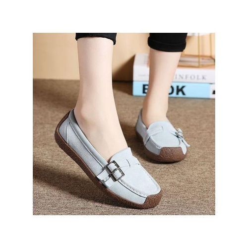 EUR Size 35-42 Fashion Ladies Shoes High Quality Falts Shoes Women Suede Leather Ballet Shoes Grey