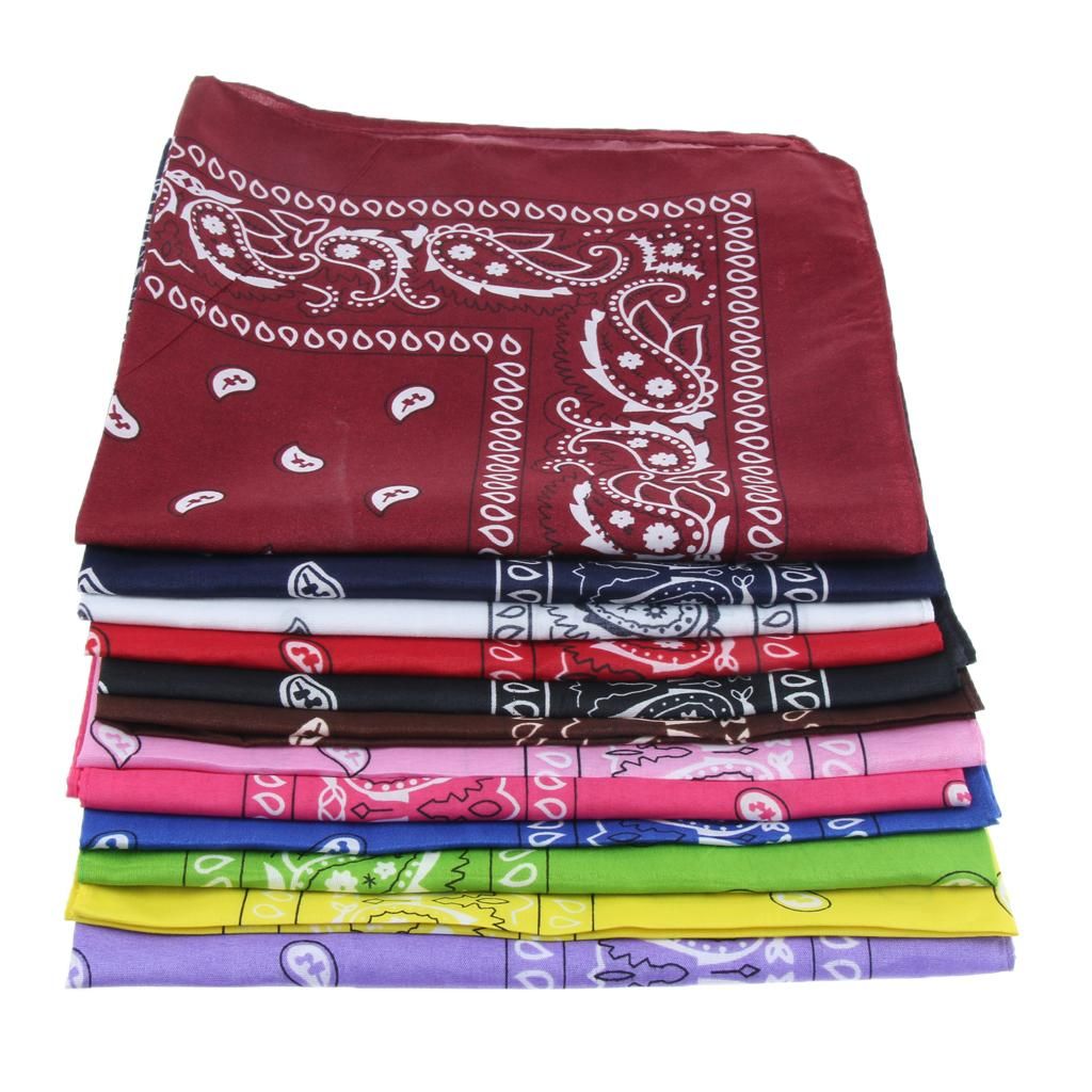12 Pieces   Double Sided Paisley Print Bandana Scarf Head Multicolor