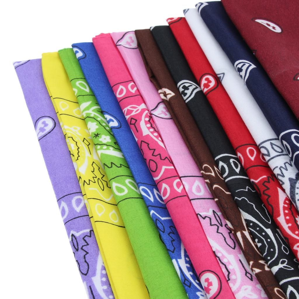 12 Pieces   Double Sided Paisley Print Bandana Scarf Head Multicolor