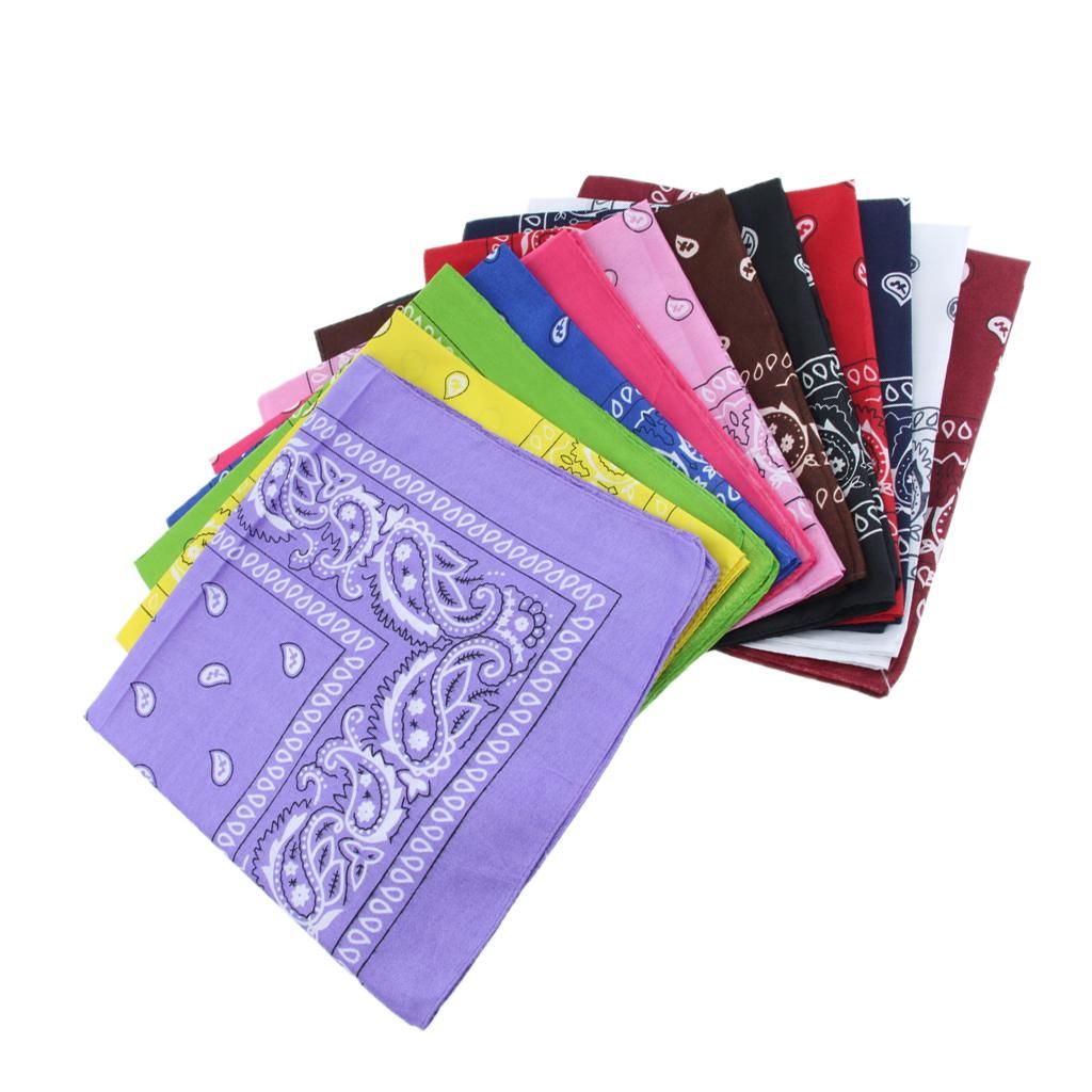 12 Pieces   Double Sided Paisley Print Bandana Scarf Head Multicolor
