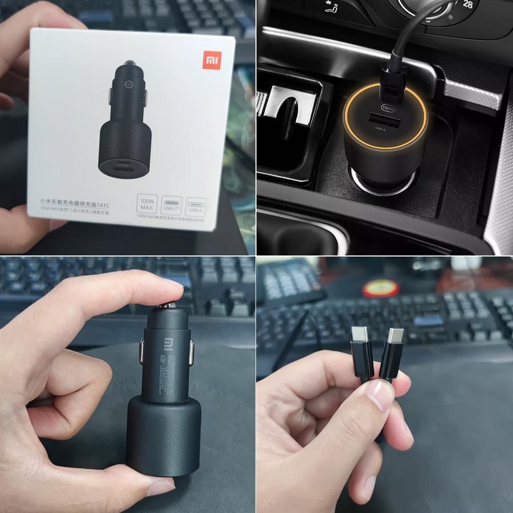 Xiaomi Vehicle Quick Charger Charge Adapter Dual USB-A USB-C Ports LED Light Compatible with Phones Laptop Battery Bank USB-C Charging Devices