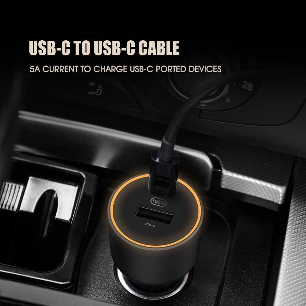 Xiaomi Vehicle Quick Charger Charge Adapter Dual USB-A USB-C Ports LED Light Compatible with Phones Laptop Battery Bank USB-C Charging Devices