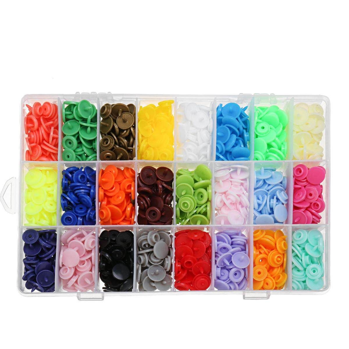 375 Sets T5 Snap Poppers Fastener Plastic Buttons 25 Colors Pliers Punching Tool 375 Button (without Pliers)
