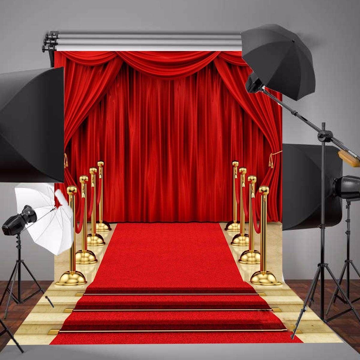5x7FT Vinyl Red Carpet Curtain Backdrop Photography Background Photo Studio Prop