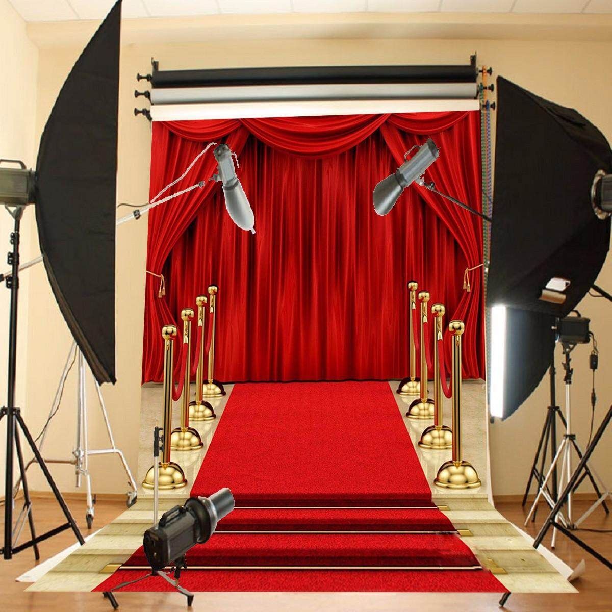 5x7FT Vinyl Red Carpet Curtain Backdrop Photography Background Photo Studio Prop