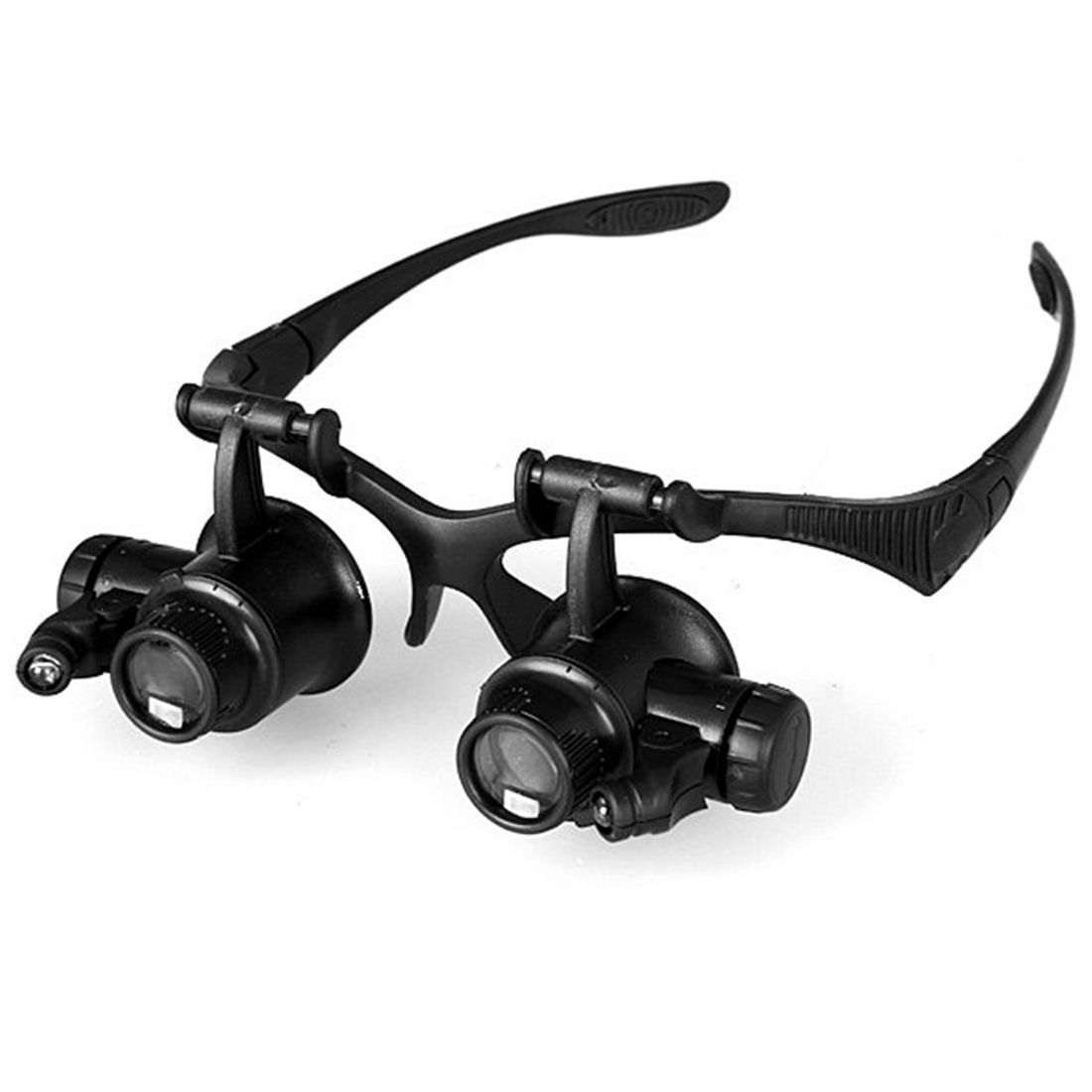 Double Eye Gles Lens Jeweler Watch Repair Head Magnifier With 2 LED Lights