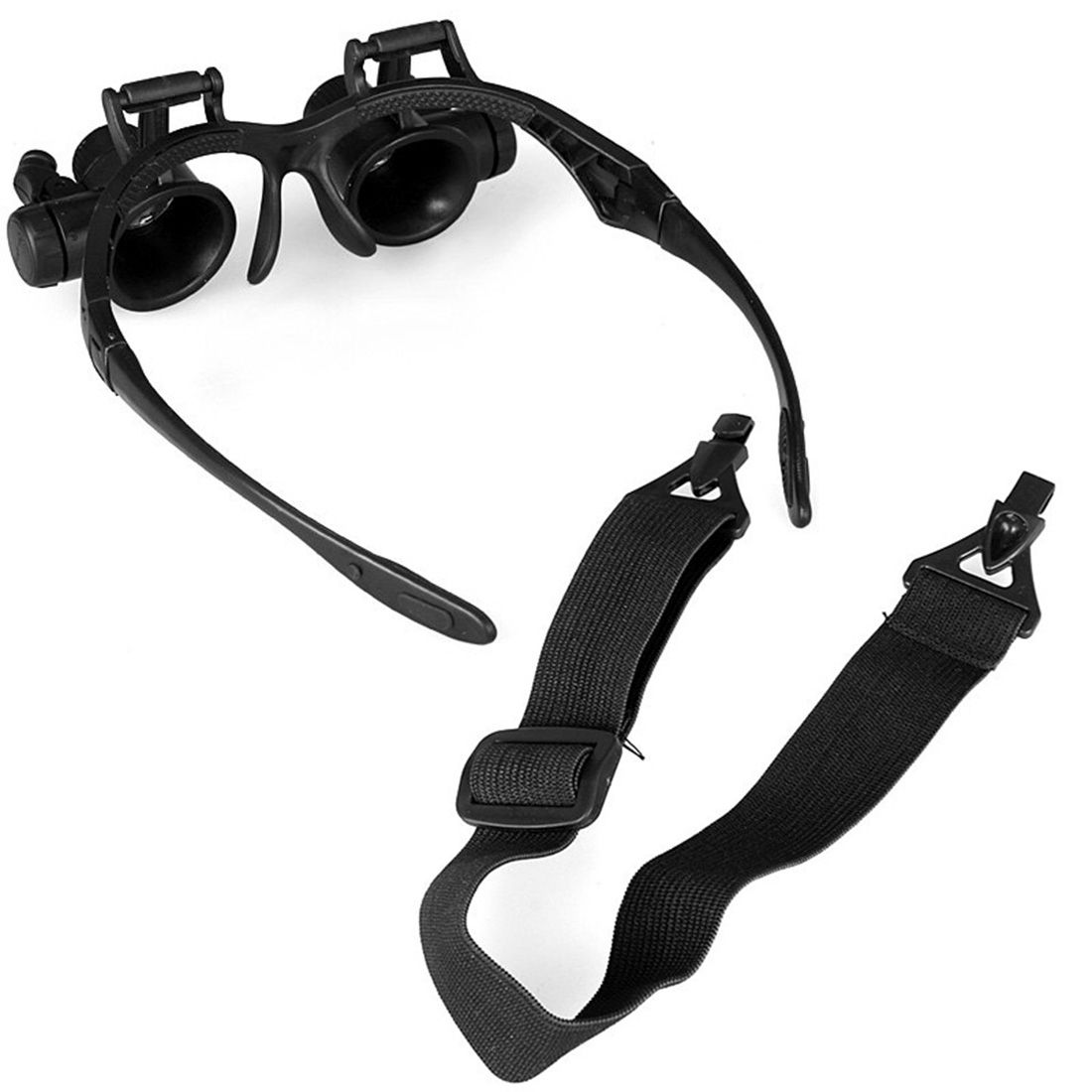 Double Eye Gles Lens Jeweler Watch Repair Head Magnifier With 2 LED Lights