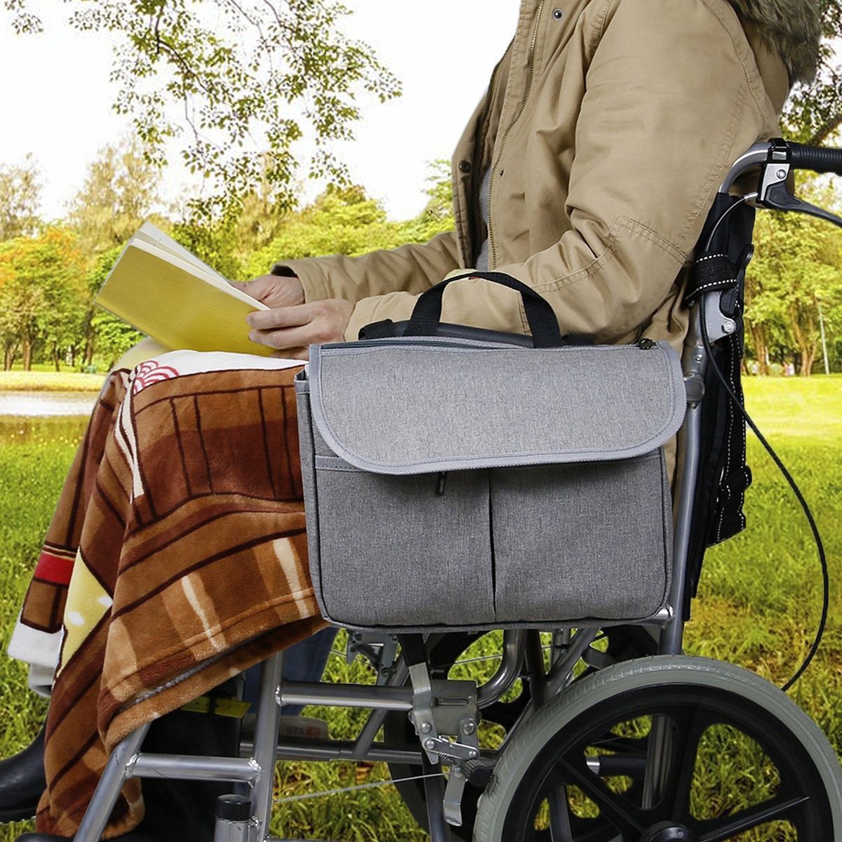 Travel Tote For Carrying Accessories On Wheelchair Rolling